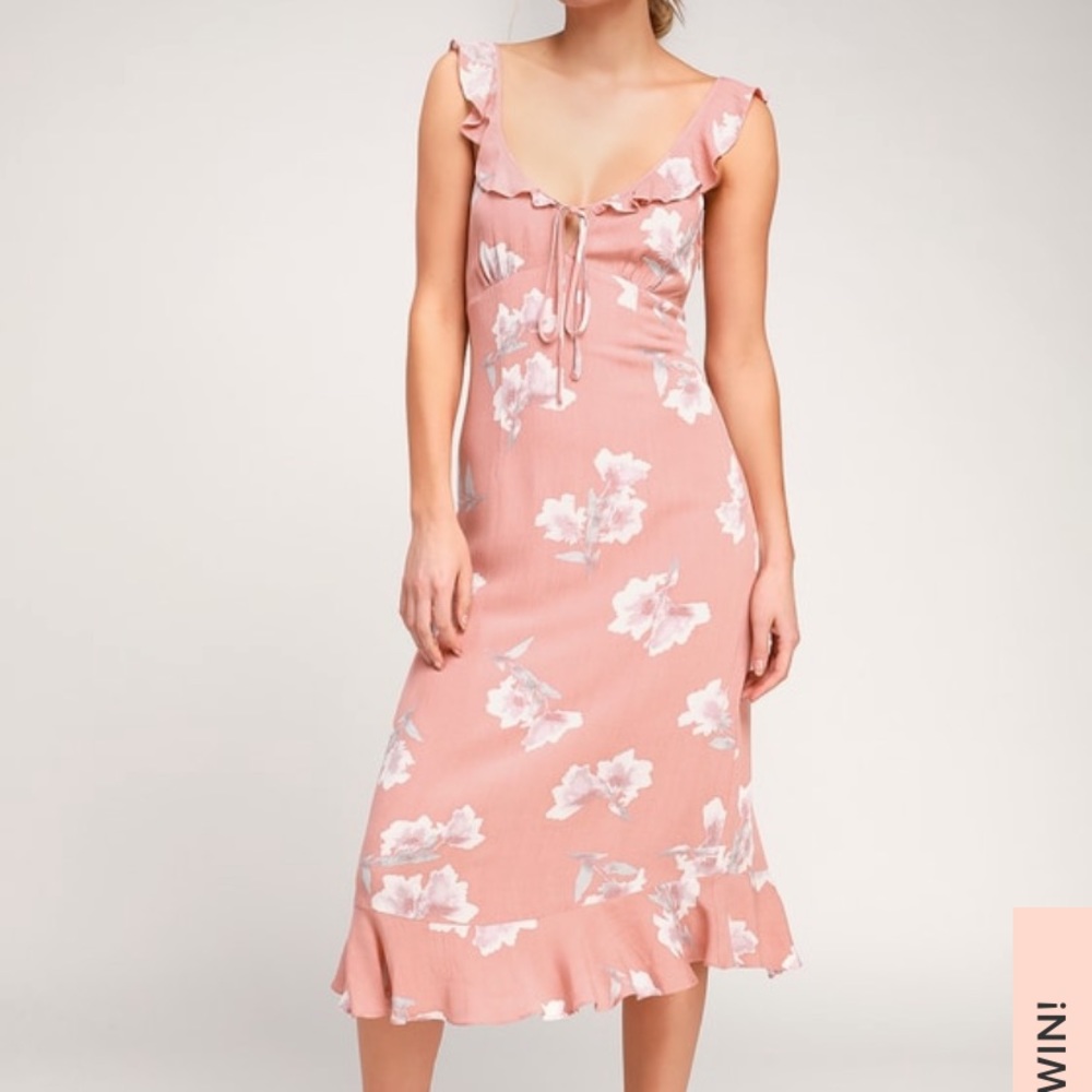 Fresh Blooms Blush Floral Print Midi Dress